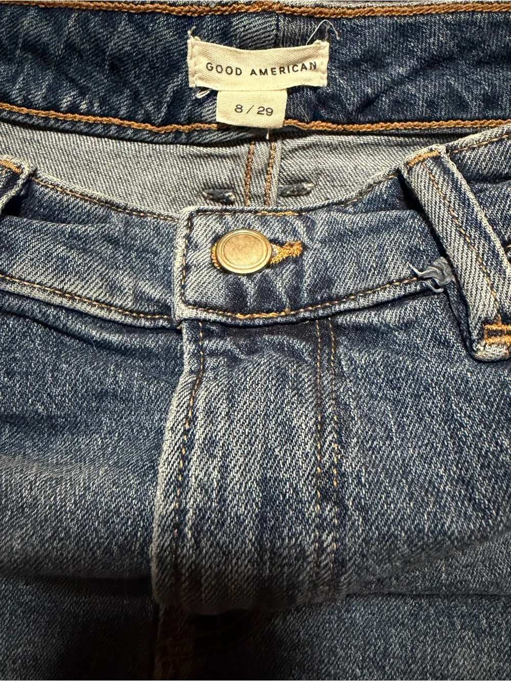 Good American Light Blue Distressed Cutoff Denim Shorts